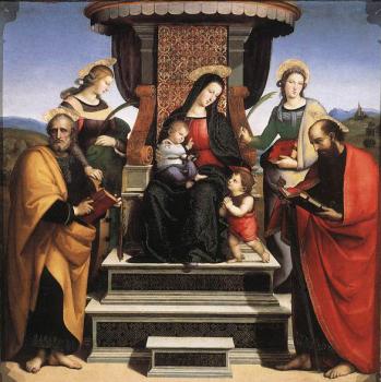 Raphael : Madonna and Child Enthroned with Saints